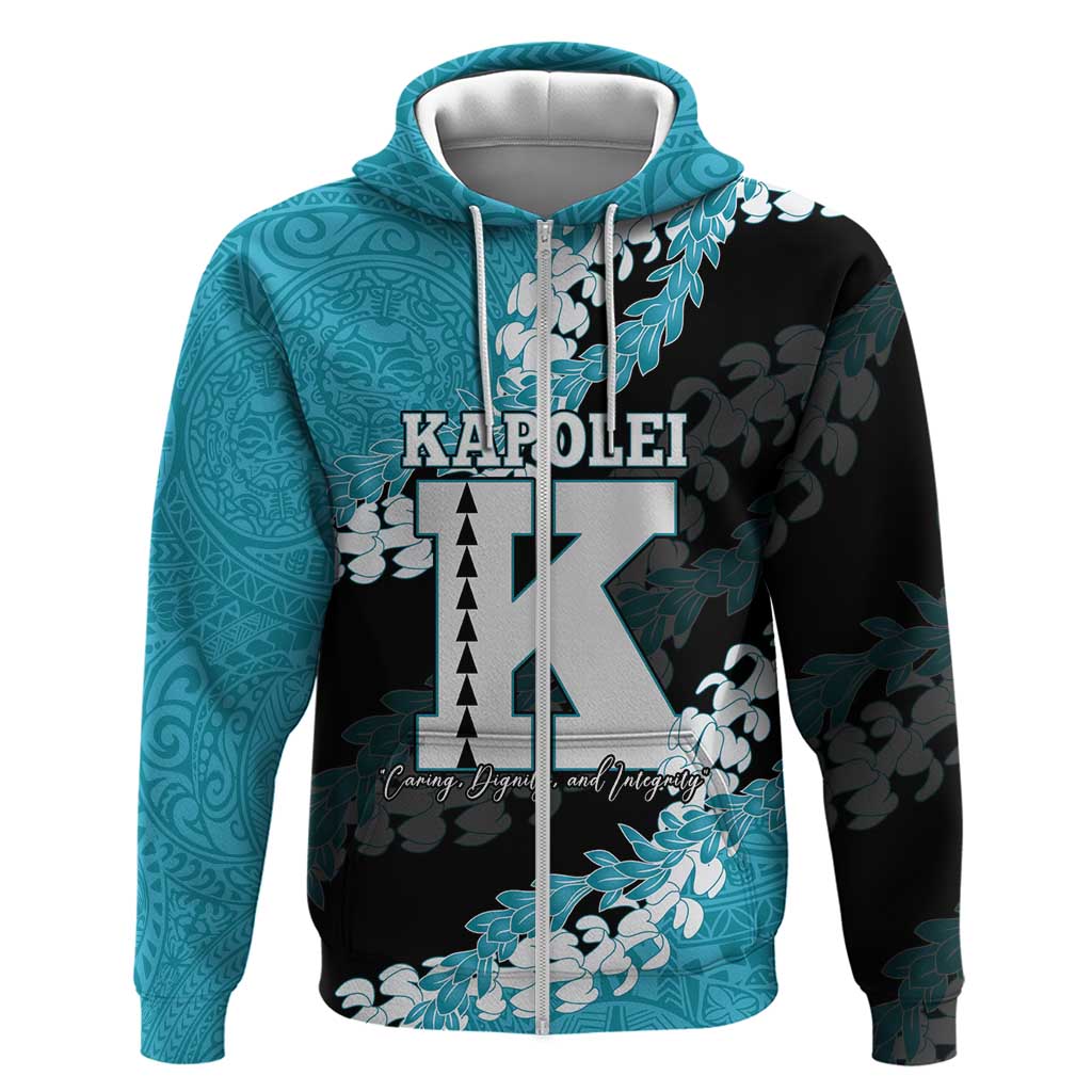 Personalized Kapolei Hawaii High School Hoodie Puakenikeni Lei Hawaiian Pattern - Polynesian Pride
