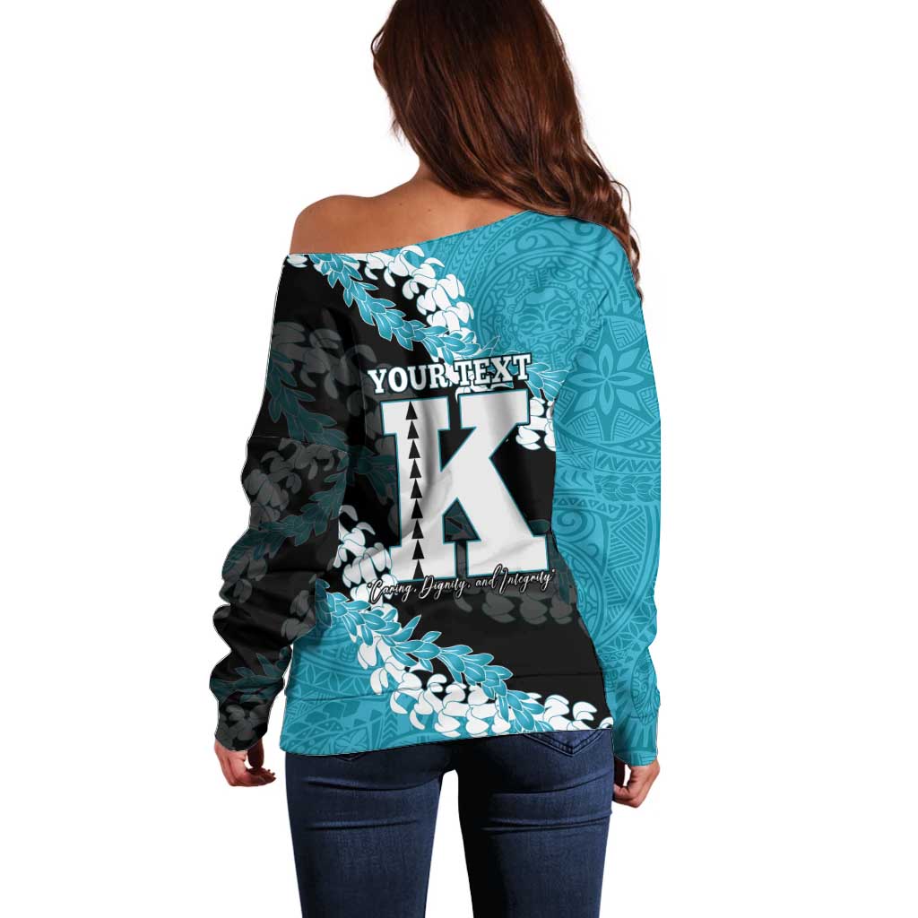 Personalized Kapolei Hawaii High School Off Shoulder Sweater Puakenikeni Lei Hawaiian Pattern LT14 - Polynesian Pride