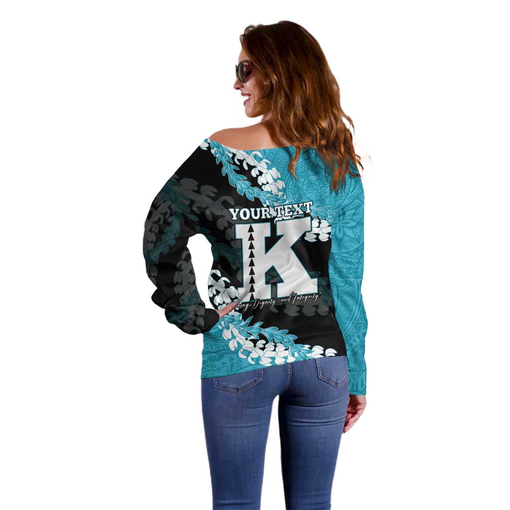 Personalized Kapolei Hawaii High School Off Shoulder Sweater Puakenikeni Lei Hawaiian Pattern LT14 - Polynesian Pride
