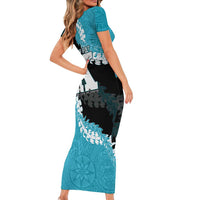 Personalized Kapolei Hawaii High School Short Sleeve Bodycon Dress Puakenikeni Lei Hawaiian Pattern LT14 - Polynesian Pride