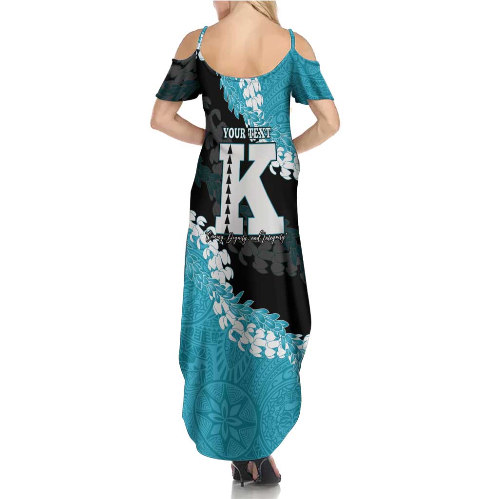 Personalized Kapolei Hawaii High School Summer Maxi Dress Puakenikeni Lei Hawaiian Pattern - Polynesian Pride
