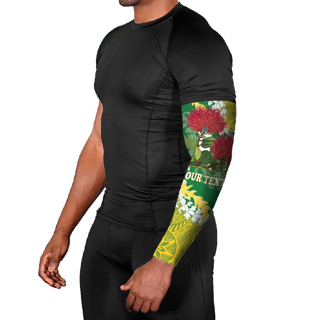 Personalized Leilehua Hawaii High School Arm Sleeves Puakenikeni Lei Hawaiian Pattern - Polynesian Pride