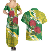 Personalized Leilehua Hawaii High School Couples Matching Summer Maxi Dress and Hawaiian Shirt Puakenikeni Lei Hawaiian Pattern LT14 - Polynesian Pride