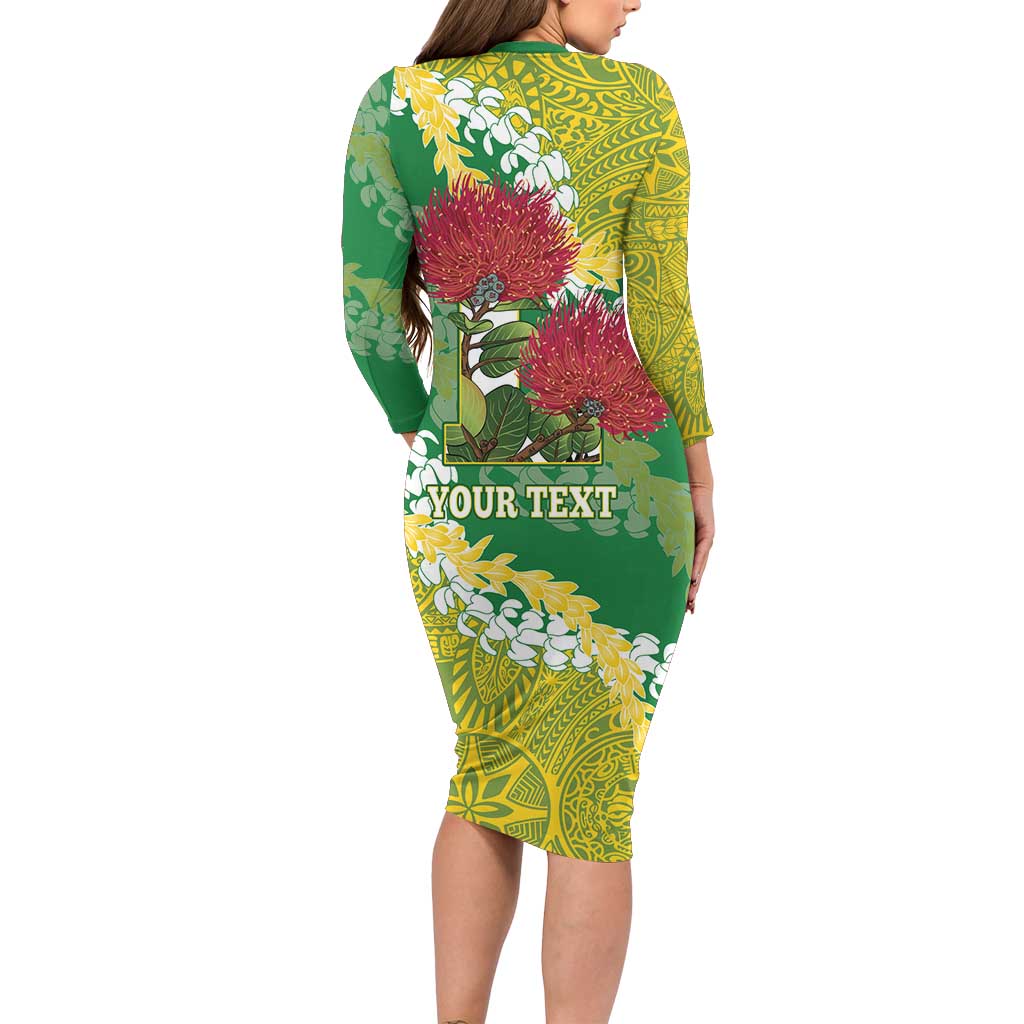 Personalized Leilehua Hawaii High School Family Matching Long Sleeve Bodycon Dress and Hawaiian Shirt Puakenikeni Lei Hawaiian Pattern LT14 - Polynesian Pride