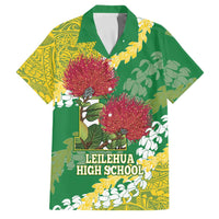 Personalized Leilehua Hawaii High School Family Matching Mermaid Dress and Hawaiian Shirt Puakenikeni Lei Hawaiian Pattern LT14 Dad's Shirt - Short Sleeve Green - Polynesian Pride