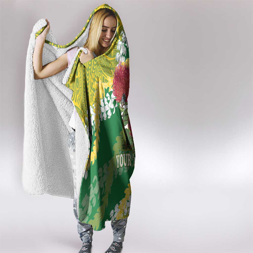 Personalized Leilehua Hawaii High School Hooded Blanket Puakenikeni Lei Hawaiian Pattern - Polynesian Pride