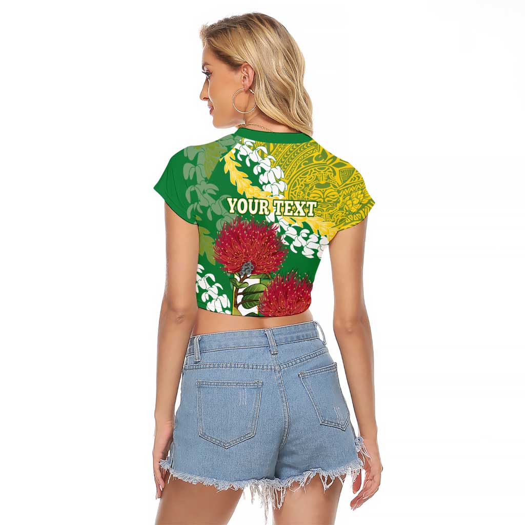Personalized Leilehua Hawaii High School Raglan Cropped T Shirt Puakenikeni Lei Hawaiian Pattern LT14 - Polynesian Pride