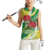 Personalized Leilehua Hawaii High School Women Sleeveless Polo Shirt Puakenikeni Lei Hawaiian Pattern LT14 - Polynesian Pride