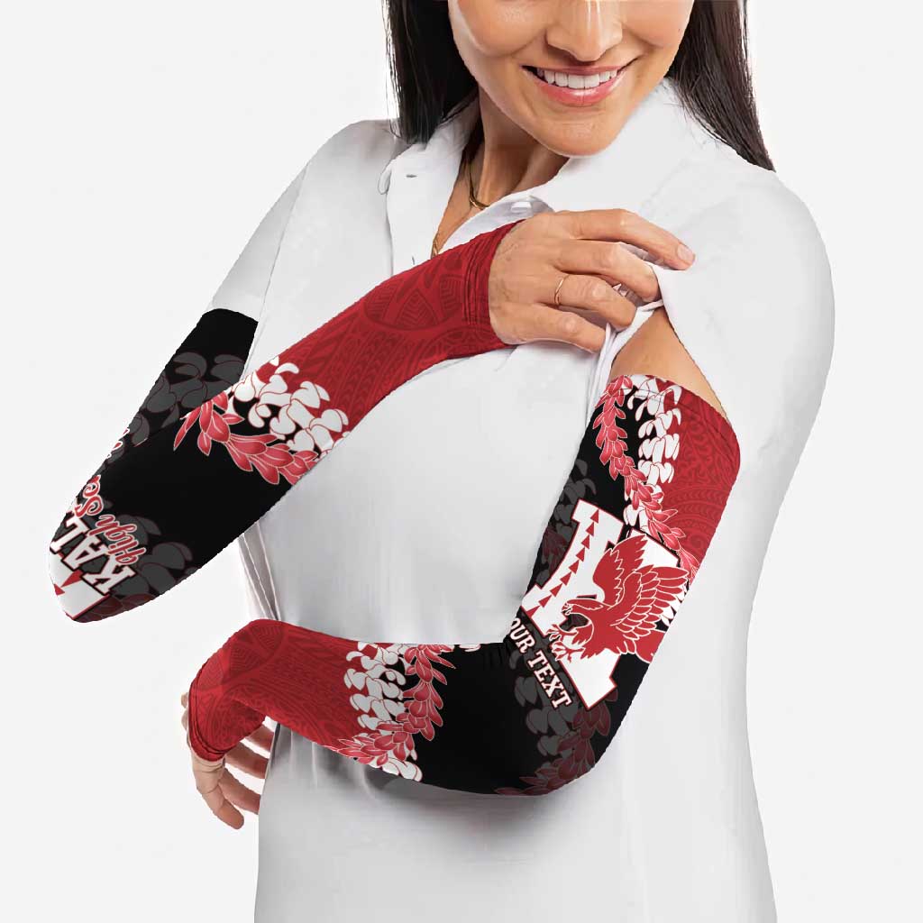 Personalized Kalani Hawaii High School Arm Sleeves Puakenikeni Lei Hawaiian Pattern - Polynesian Pride
