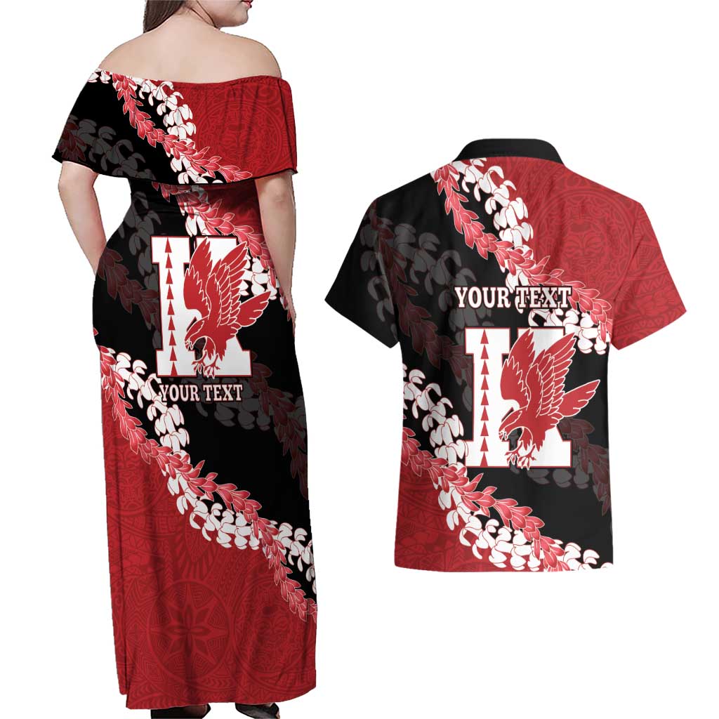 Personalized Kalani Hawaii High School Couples Matching Off Shoulder Maxi Dress and Hawaiian Shirt Puakenikeni Lei Hawaiian Pattern LT14 - Polynesian Pride