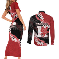 Personalized Kalani Hawaii High School Couples Matching Short Sleeve Bodycon Dress and Long Sleeve Button Shirt Puakenikeni Lei Hawaiian Pattern LT14 - Polynesian Pride