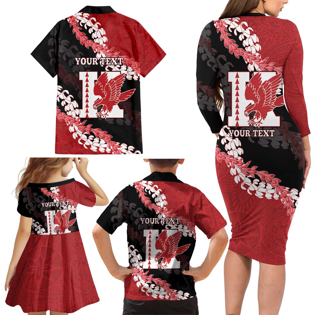 Personalized Kalani Hawaii High School Family Matching Long Sleeve Bodycon Dress and Hawaiian Shirt Puakenikeni Lei Hawaiian Pattern LT14 - Polynesian Pride