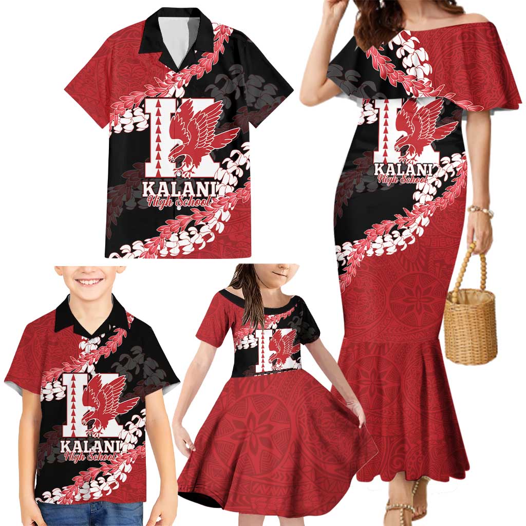 Personalized Kalani Hawaii High School Family Matching Mermaid Dress and Hawaiian Shirt Puakenikeni Lei Hawaiian Pattern LT14 - Polynesian Pride