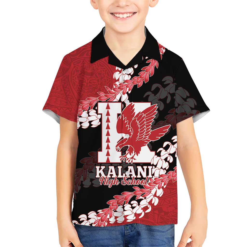 Personalized Kalani Hawaii High School Family Matching Off The Shoulder Long Sleeve Dress and Hawaiian Shirt Puakenikeni Lei Hawaiian Pattern LT14 Son's Shirt Red - Polynesian Pride