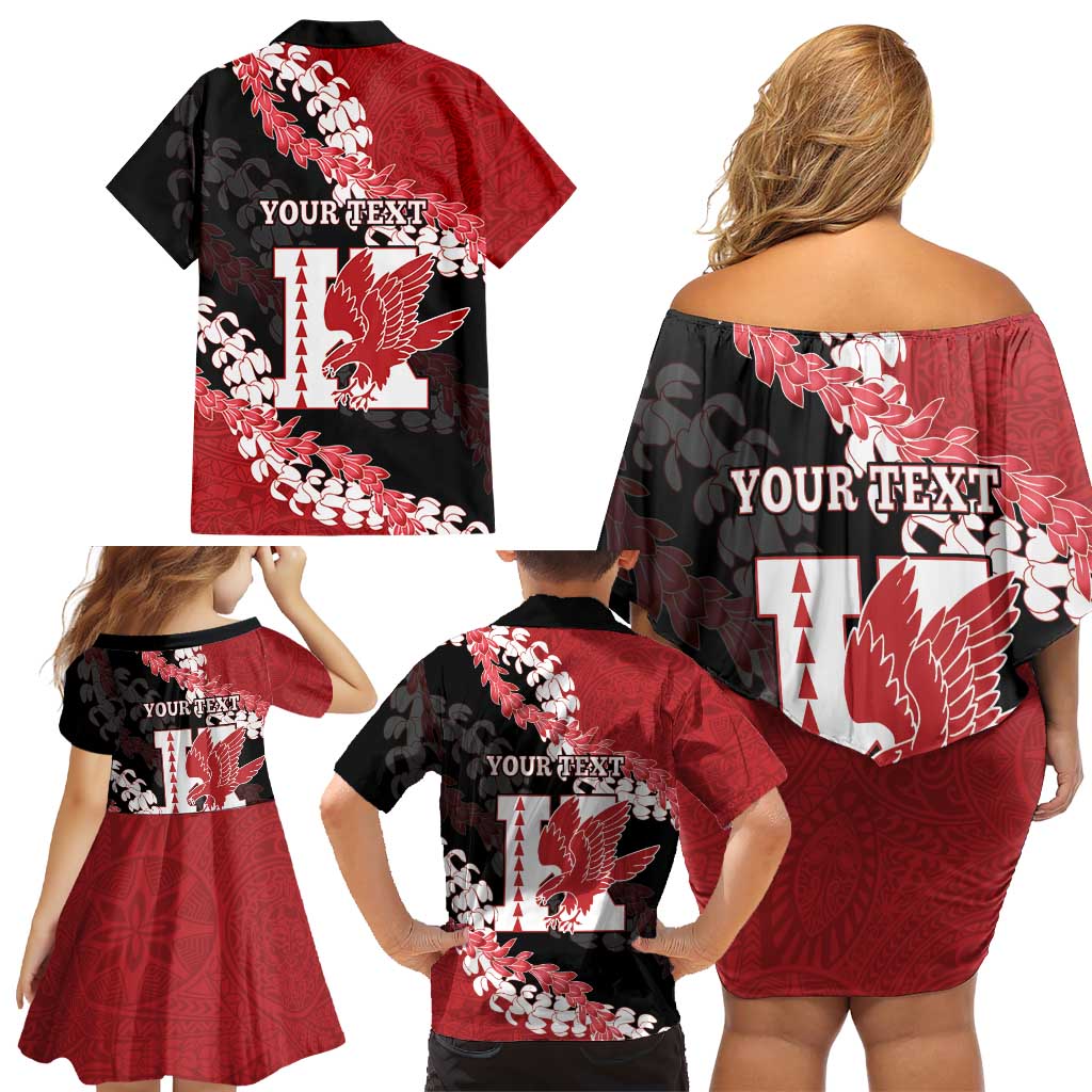 Personalized Kalani Hawaii High School Family Matching Off Shoulder Short Dress and Hawaiian Shirt Puakenikeni Lei Hawaiian Pattern LT14 - Polynesian Pride