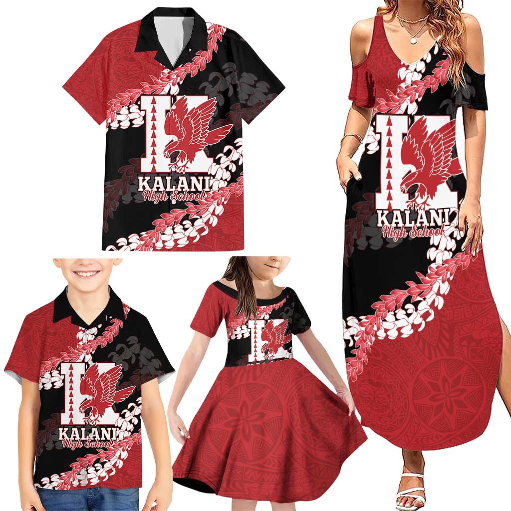 Personalized Kalani Hawaii High School Family Matching Summer Maxi Dress and Hawaiian Shirt Puakenikeni Lei Hawaiian Pattern LT14 - Polynesian Pride