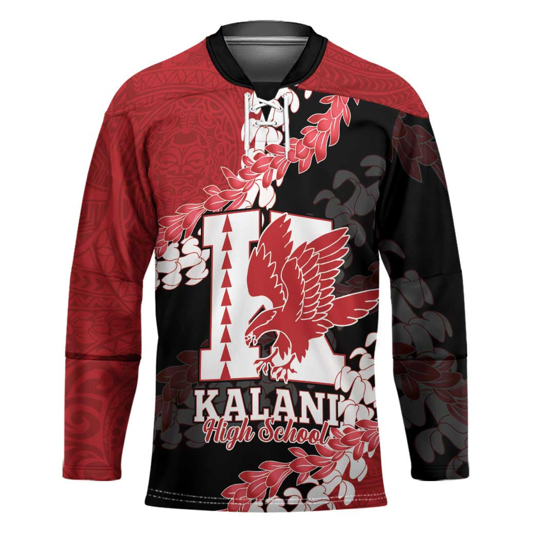 Personalized Kalani Hawaii High School Hockey Jersey Puakenikeni Lei Hawaiian Pattern - Polynesian Pride