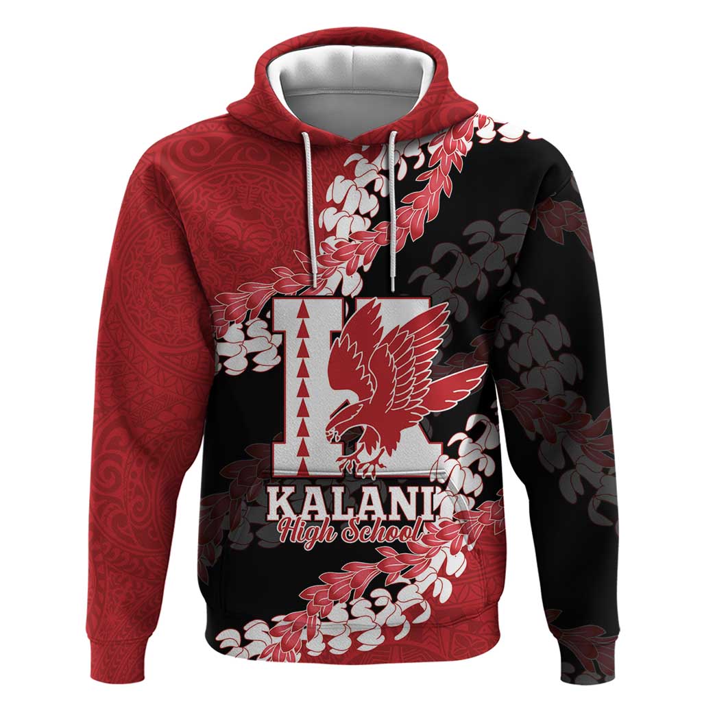 Personalized Kalani Hawaii High School Hoodie Puakenikeni Lei Hawaiian Pattern LT14 Pullover Hoodie Red - Polynesian Pride