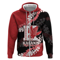 Personalized Kalani Hawaii High School Hoodie Puakenikeni Lei Hawaiian Pattern LT14 Zip Hoodie Red - Polynesian Pride