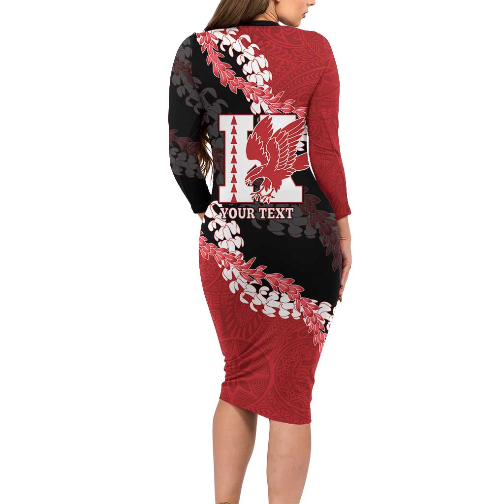 Personalized Kalani Hawaii High School Long Sleeve Bodycon Dress Puakenikeni Lei Hawaiian Pattern LT14 - Polynesian Pride