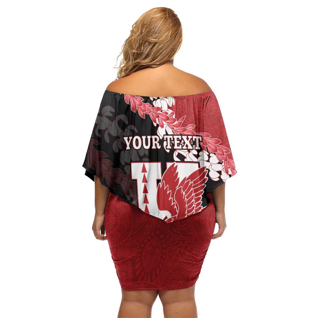 Personalized Kalani Hawaii High School Off Shoulder Short Dress Puakenikeni Lei Hawaiian Pattern - Polynesian Pride