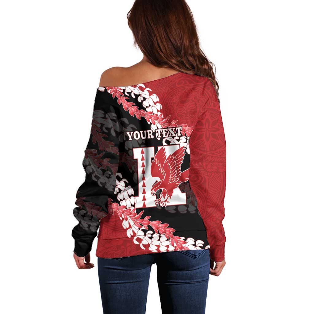 Personalized Kalani Hawaii High School Off Shoulder Sweater Puakenikeni Lei Hawaiian Pattern LT14 - Polynesian Pride