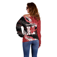 Personalized Kalani Hawaii High School Off Shoulder Sweater Puakenikeni Lei Hawaiian Pattern LT14 - Polynesian Pride