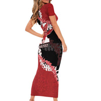 Personalized Kalani Hawaii High School Short Sleeve Bodycon Dress Puakenikeni Lei Hawaiian Pattern - Polynesian Pride