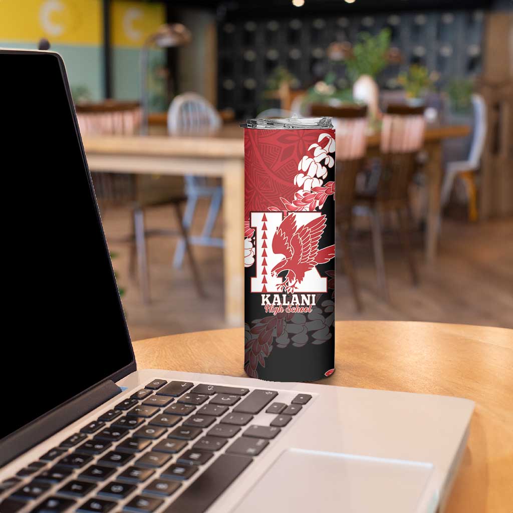 Personalized Kalani Hawaii High School Skinny Tumbler Puakenikeni Lei Hawaiian Pattern - Polynesian Pride