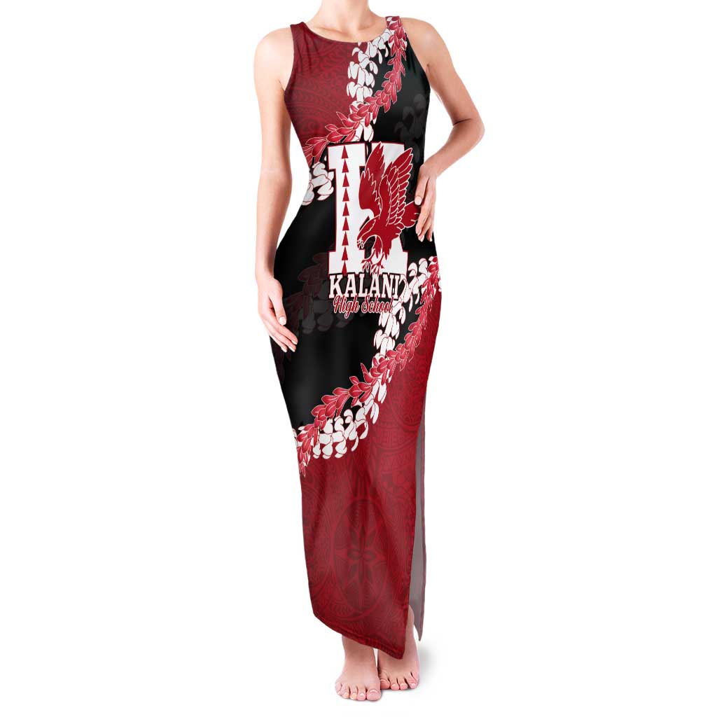 Personalized Kalani Hawaii High School Tank Maxi Dress Puakenikeni Lei Hawaiian Pattern - Polynesian Pride