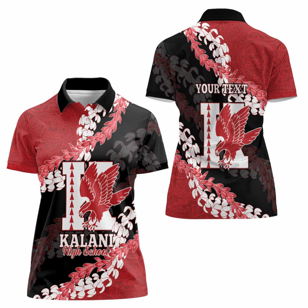 Personalized Kalani Hawaii High School Women Polo Shirt Puakenikeni Lei Hawaiian Pattern - Polynesian Pride