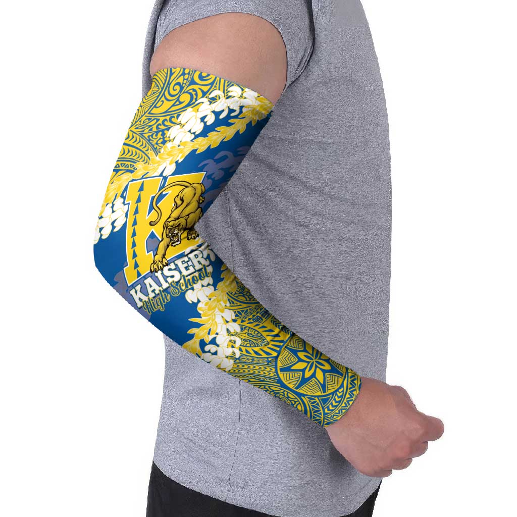 Personalized Kaiser Hawaii High School Arm Sleeves Puakenikeni Lei Hawaiian Pattern LT14 - Polynesian Pride
