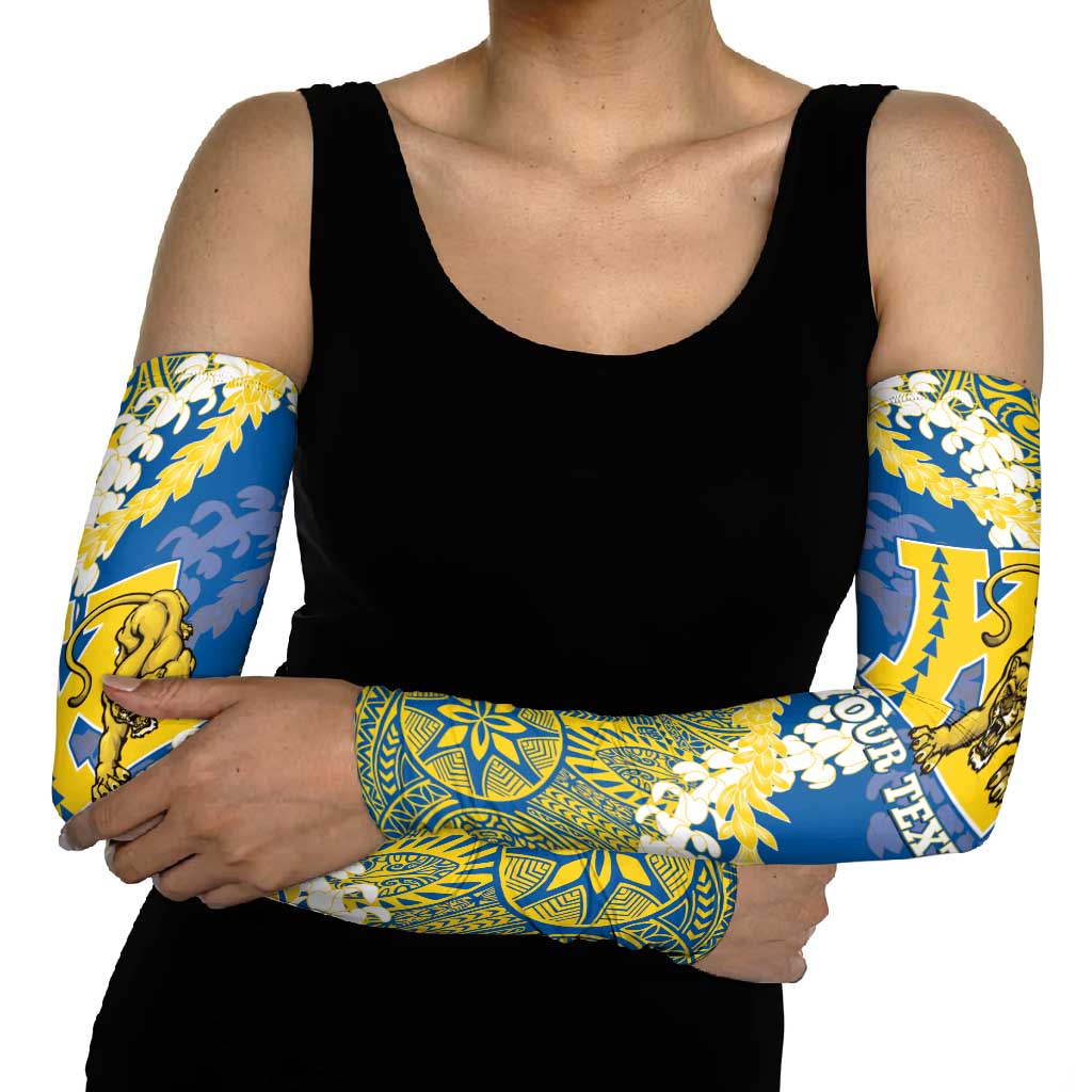 Personalized Kaiser Hawaii High School Arm Sleeves Puakenikeni Lei Hawaiian Pattern LT14 - Polynesian Pride