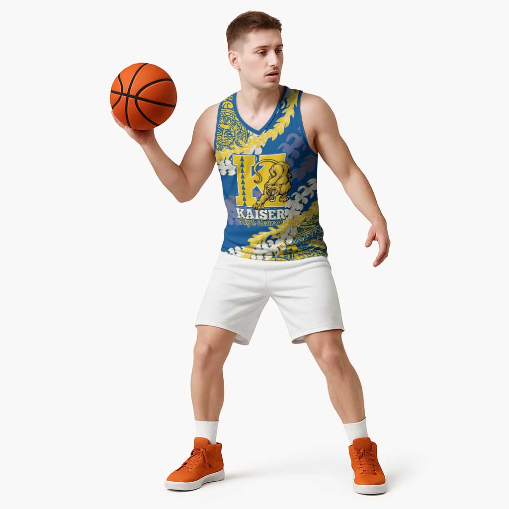 Personalized Kaiser Hawaii High School Basketball Jersey Puakenikeni Lei Hawaiian Pattern - Polynesian Pride