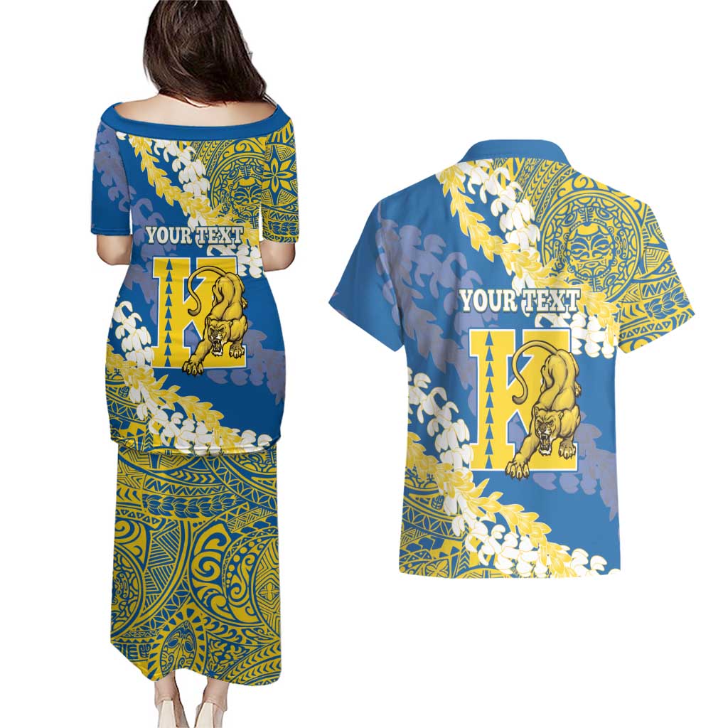 Personalized Kaiser Hawaii High School Couples Matching Puletasi and Hawaiian Shirt Puakenikeni Lei Hawaiian Pattern LT14 - Polynesian Pride