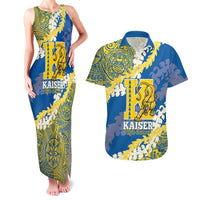 Personalized Kaiser Hawaii High School Couples Matching Tank Maxi Dress and Hawaiian Shirt Puakenikeni Lei Hawaiian Pattern LT14 Blue - Polynesian Pride