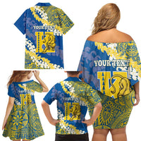 Personalized Kaiser Hawaii High School Family Matching Off Shoulder Short Dress and Hawaiian Shirt Puakenikeni Lei Hawaiian Pattern LT14 - Polynesian Pride