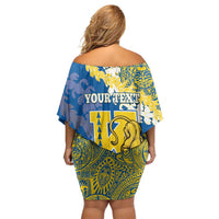 Personalized Kaiser Hawaii High School Family Matching Off Shoulder Short Dress and Hawaiian Shirt Puakenikeni Lei Hawaiian Pattern LT14 - Polynesian Pride