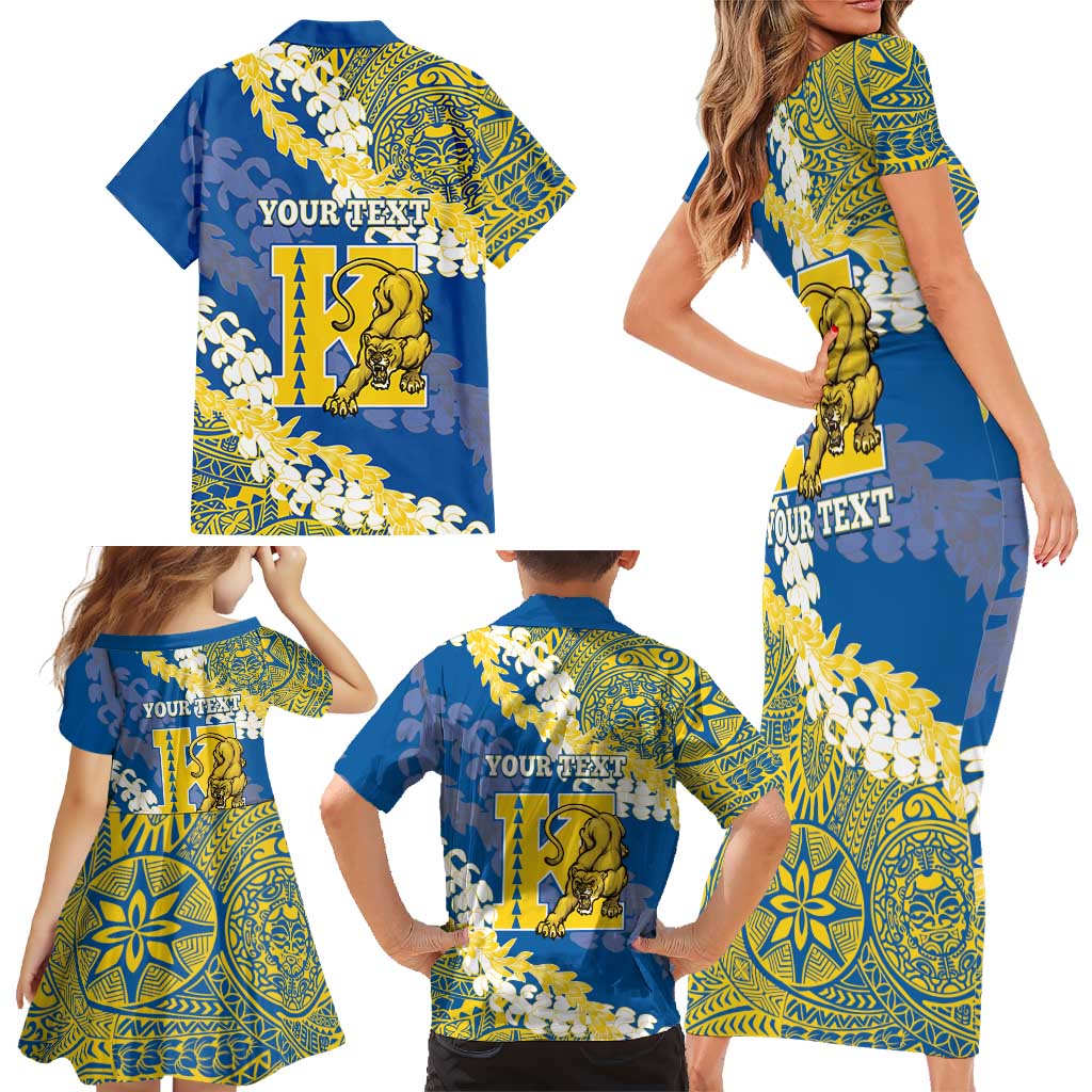 Personalized Kaiser Hawaii High School Family Matching Short Sleeve Bodycon Dress and Hawaiian Shirt Puakenikeni Lei Hawaiian Pattern LT14 - Polynesian Pride