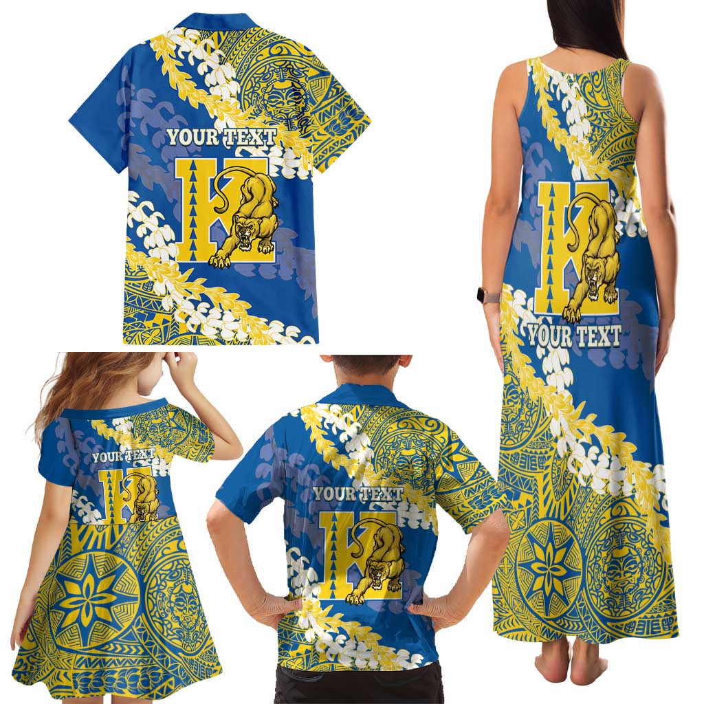 Personalized Kaiser Hawaii High School Family Matching Tank Maxi Dress and Hawaiian Shirt Puakenikeni Lei Hawaiian Pattern LT14 - Polynesian Pride