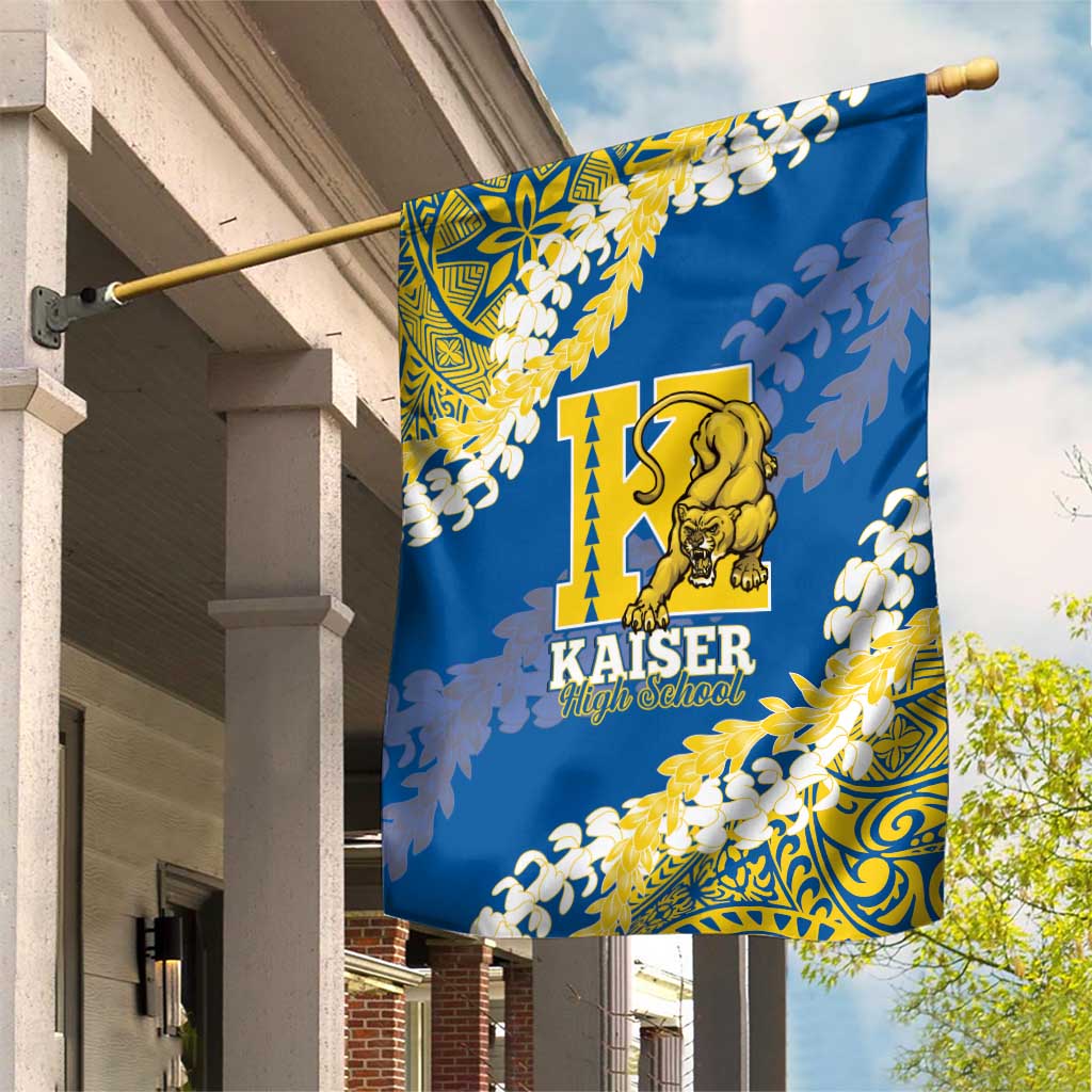 Kaiser Hawaii High School Garden Flag Puakenikeni Lei Hawaiian Pattern LT14 House Flag Blue - Polynesian Pride
