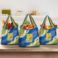 Kaiser Hawaii High School Grocery Bag Puakenikeni Lei Hawaiian Pattern LT14 3-pack One Size Blue - Polynesian Pride