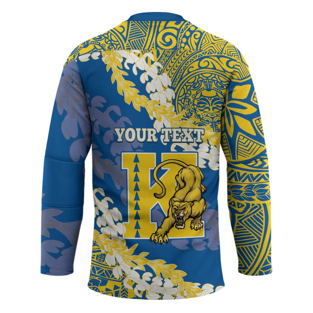 Personalized Kaiser Hawaii High School Hockey Jersey Puakenikeni Lei Hawaiian Pattern - Polynesian Pride