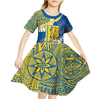 Personalized Kaiser Hawaii High School Kid Short Sleeve Dress Puakenikeni Lei Hawaiian Pattern LT14 - Polynesian Pride