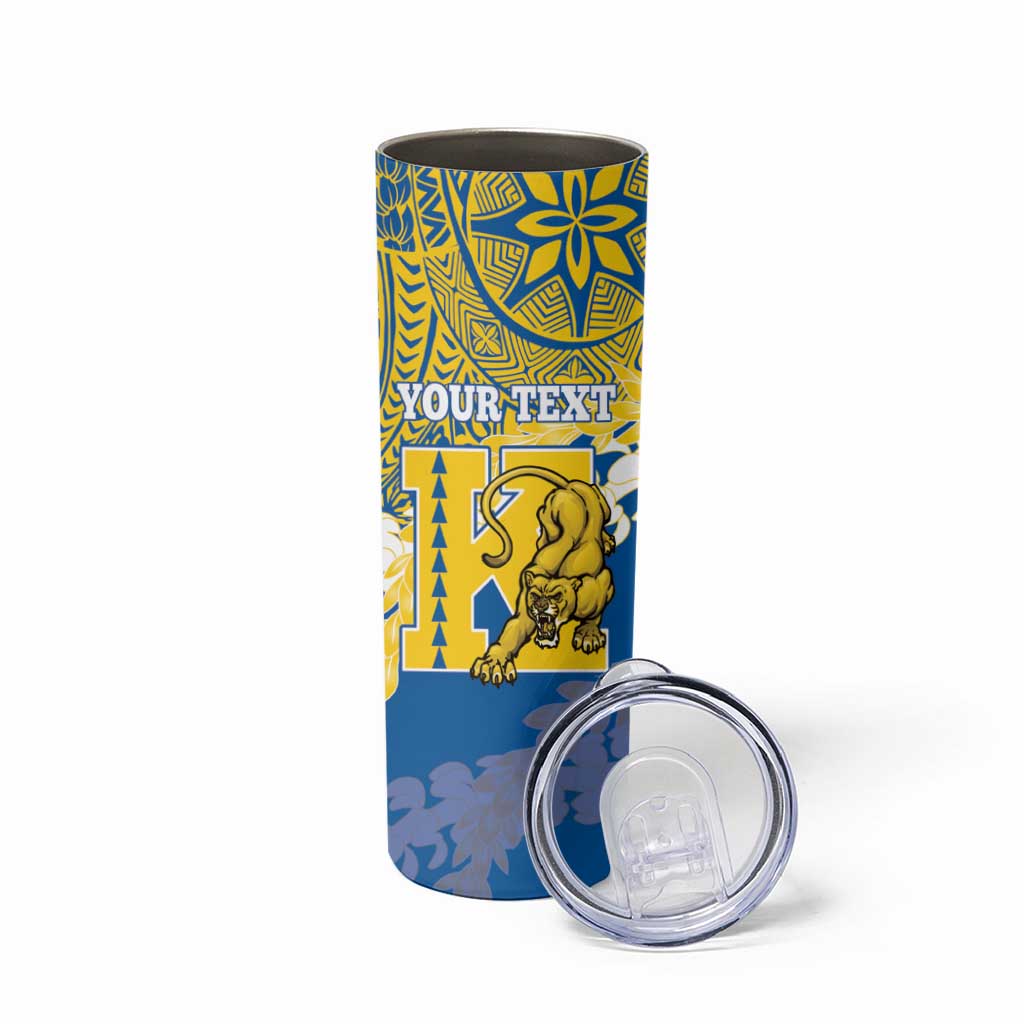 Personalized Kaiser Hawaii High School Skinny Tumbler Puakenikeni Lei Hawaiian Pattern LT14 - Polynesian Pride