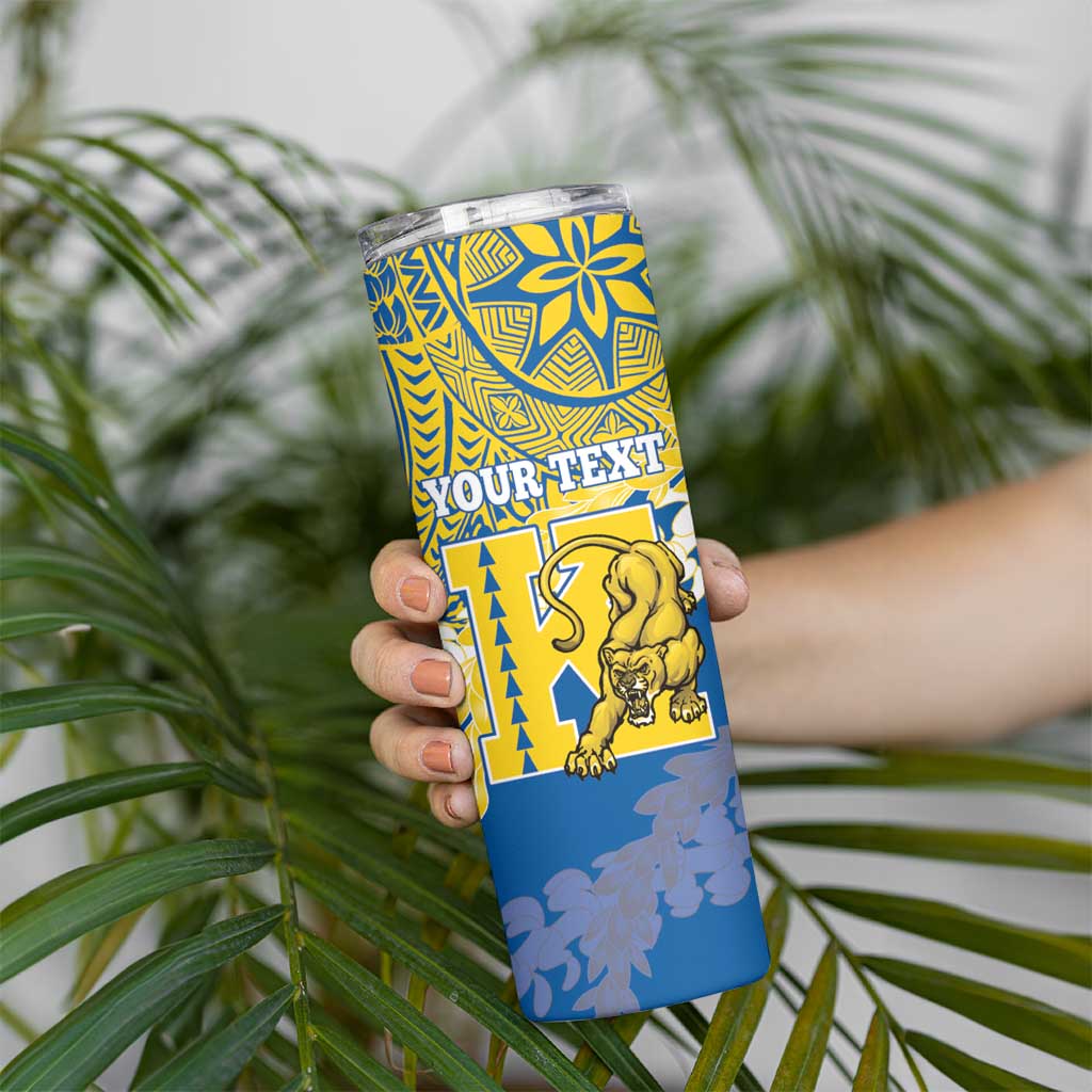 Personalized Kaiser Hawaii High School Skinny Tumbler Puakenikeni Lei Hawaiian Pattern LT14 - Polynesian Pride
