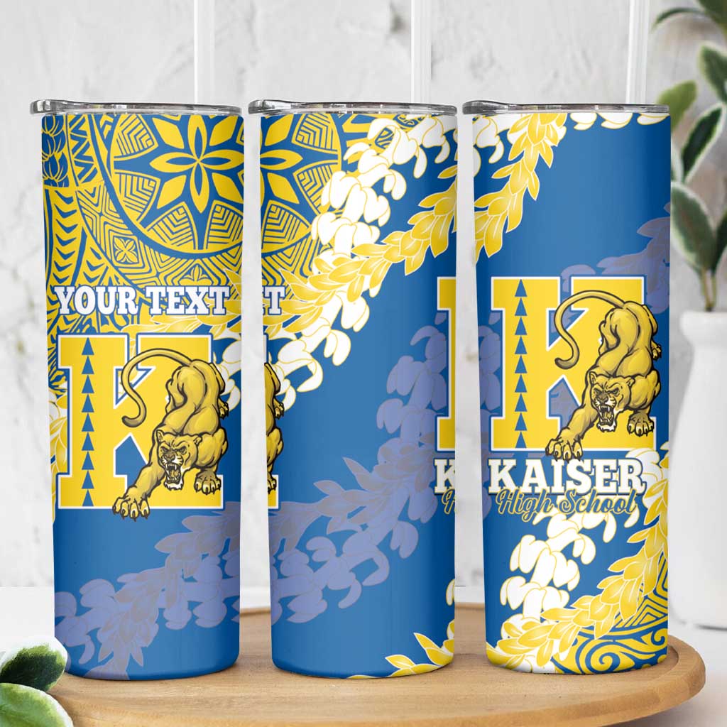 Personalized Kaiser Hawaii High School Skinny Tumbler Puakenikeni Lei Hawaiian Pattern LT14 - Polynesian Pride