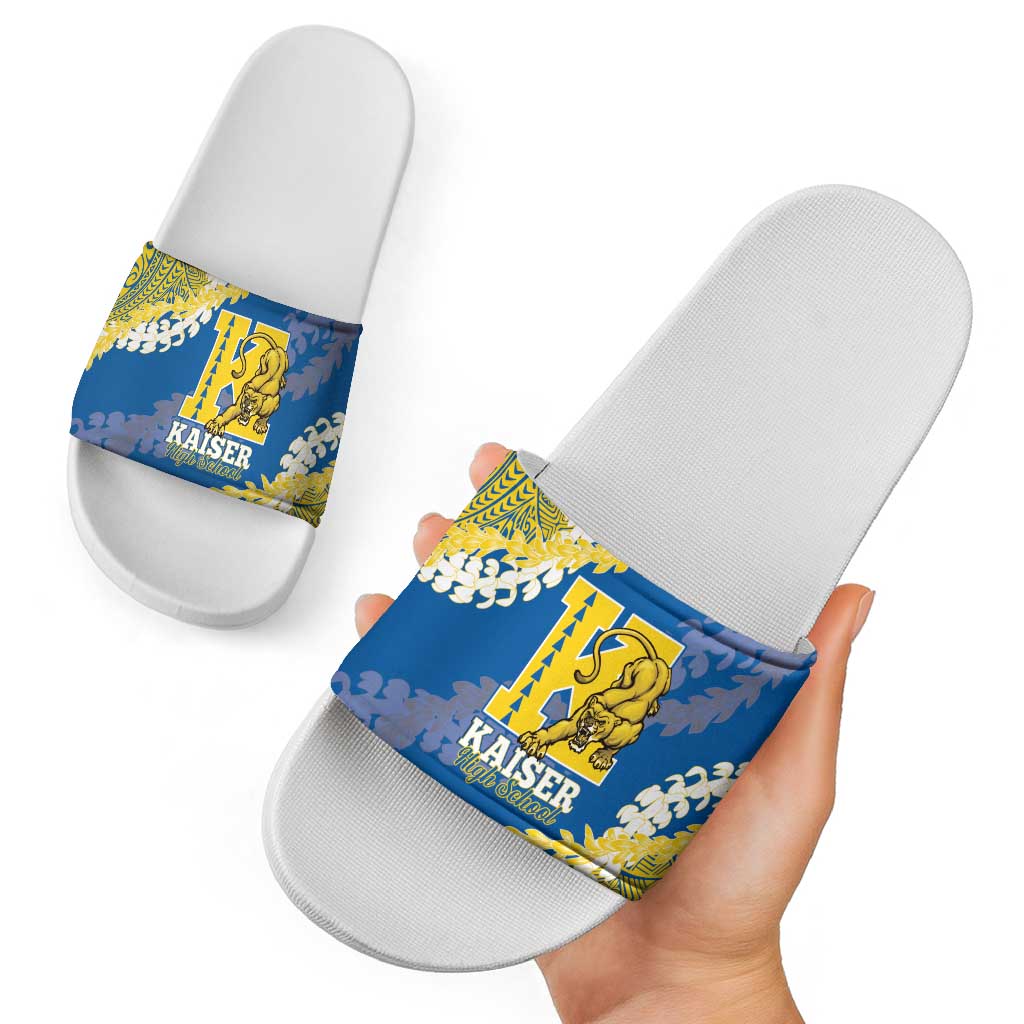 Kaiser Hawaii High School Slide Sandals Puakenikeni Lei Hawaiian Pattern - Polynesian Pride