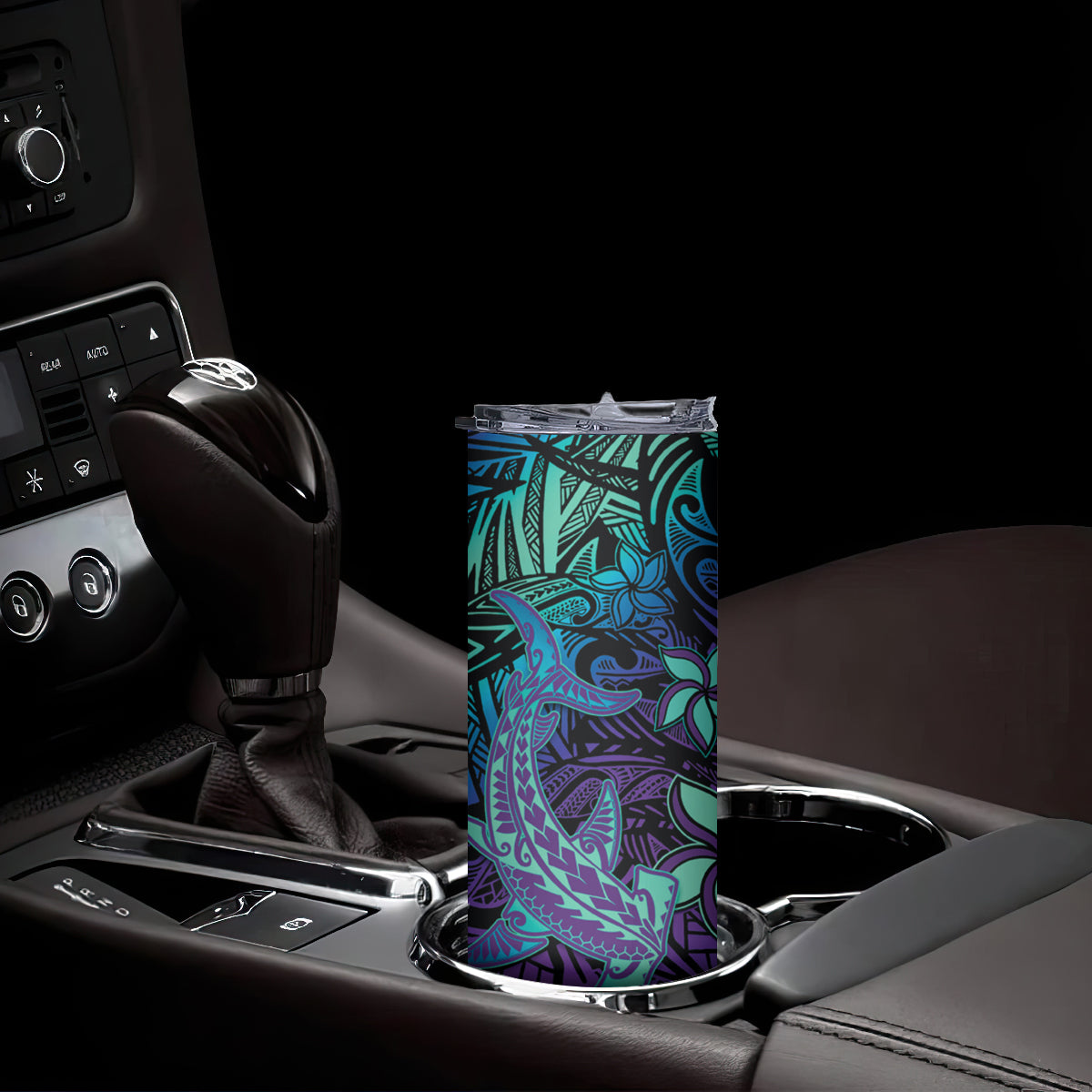 Purple Paradise Hawaiian Tribal Hammerhead Shark Skinny Tumbler LT14 - Polynesian Pride