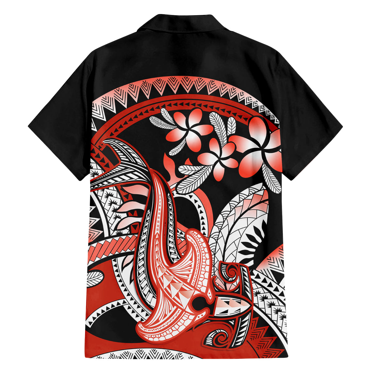 Red Polynesian Family Matching Tank Maxi Dress and Hawaiian Shirt Hammerhead Shark Tattoo Royal Plumeria Gradient Vibes LT14 - Polynesian Pride